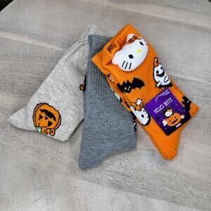 SANRIO HELLO KITTY Halloween Womens Ankle Socks Set of 3 Bats Pumpkin Mummy New